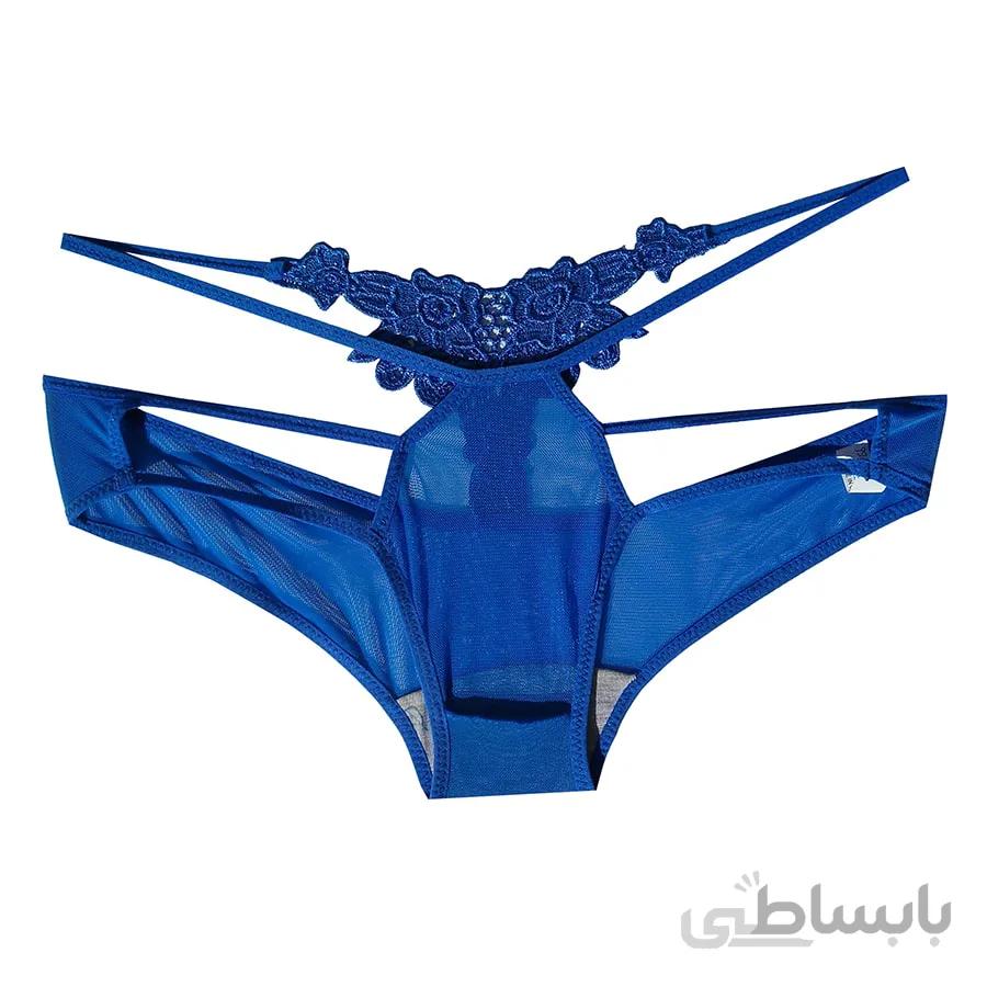 شورت فانتزی بغل بندی آبی
