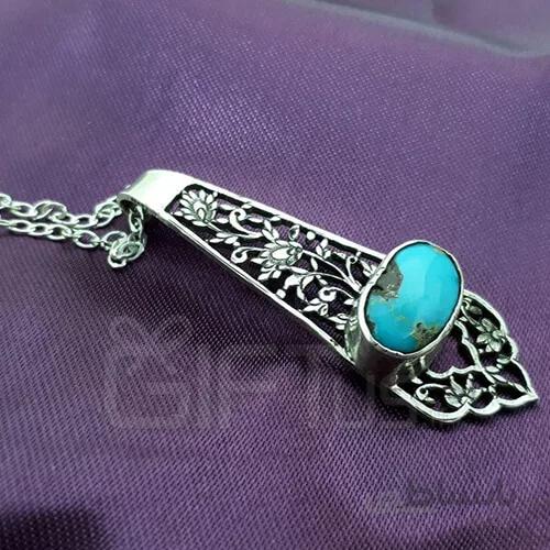 گردنبند نقره نگین فیروزه