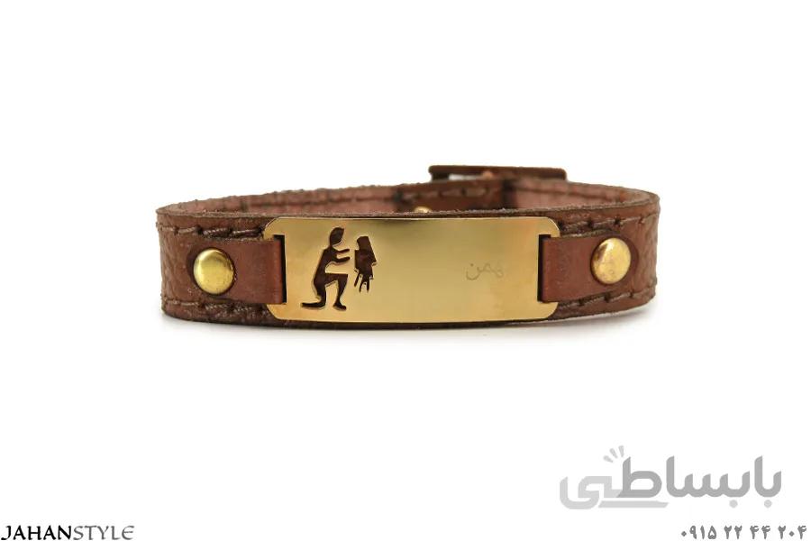 دستبند چرم طبیعی نشان ماه تولد (بهمن)