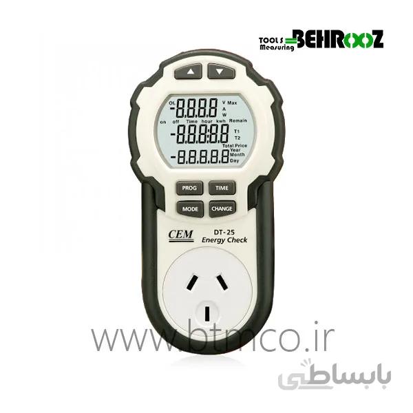 وات متر پریز دار با دو شاخه 220V سم مدل CEM DT-25 ا WATT METER SOCKET DT-25 CEM