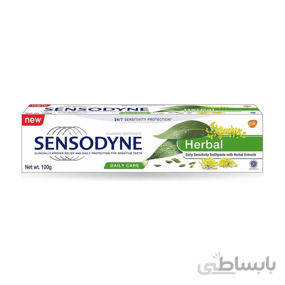 خمیردندان سنسوداین مدل HERBAL مناسب دندان حساس 100 گرمی ا sensodyne HERBAL model toothpaste suitable for sensitive teeth 100 g