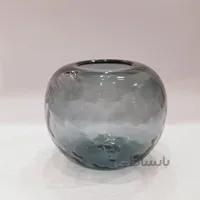 گلدان شیشه ای دستساز کُروی دودی بزرگ