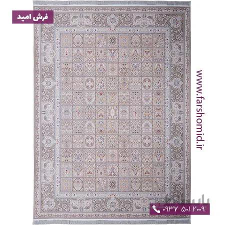 1500 شانه 9 رنگ طرح خشتی آفرینش دودی فرش محتشم