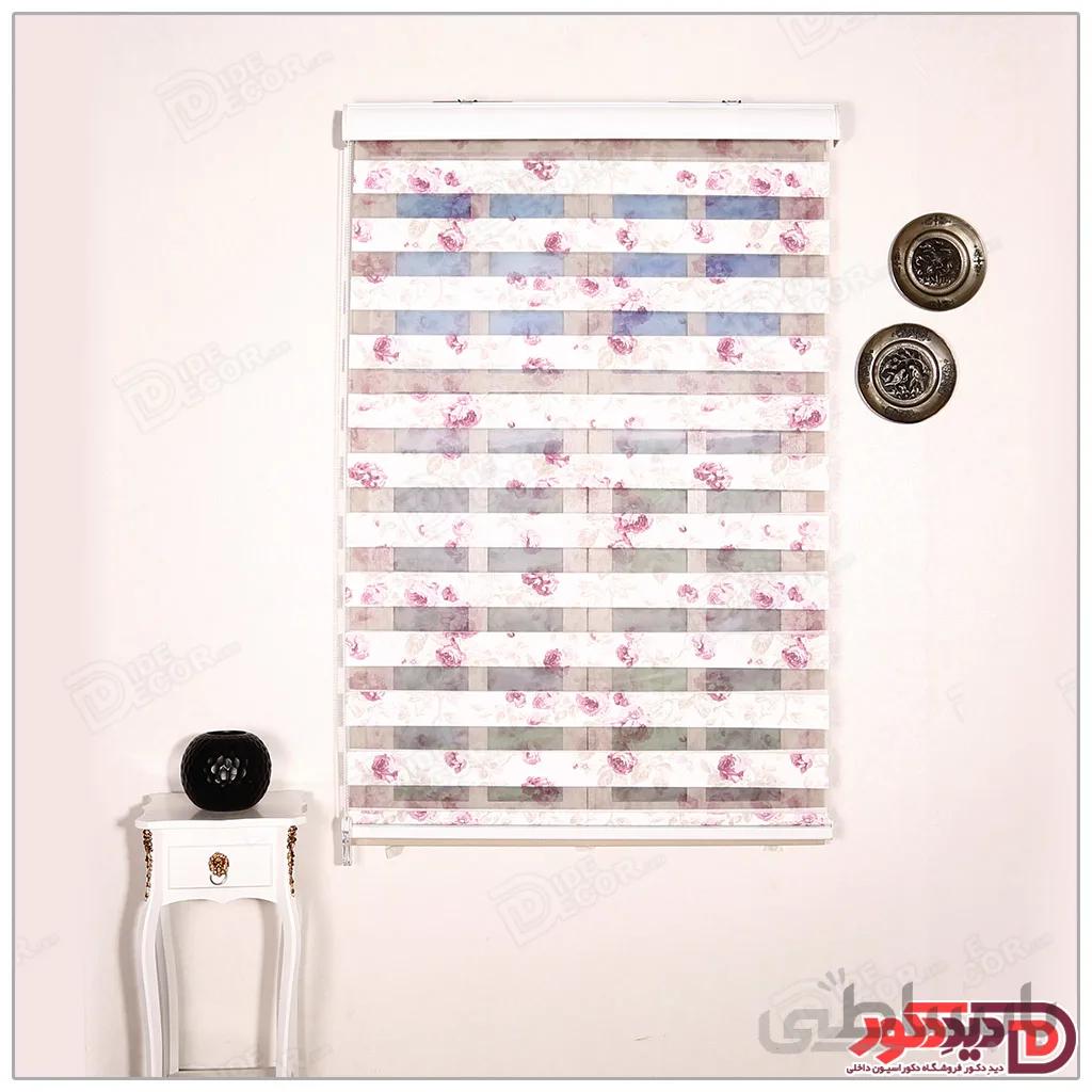 پرده زبرا گل دار چاپی دو رو کد H-124