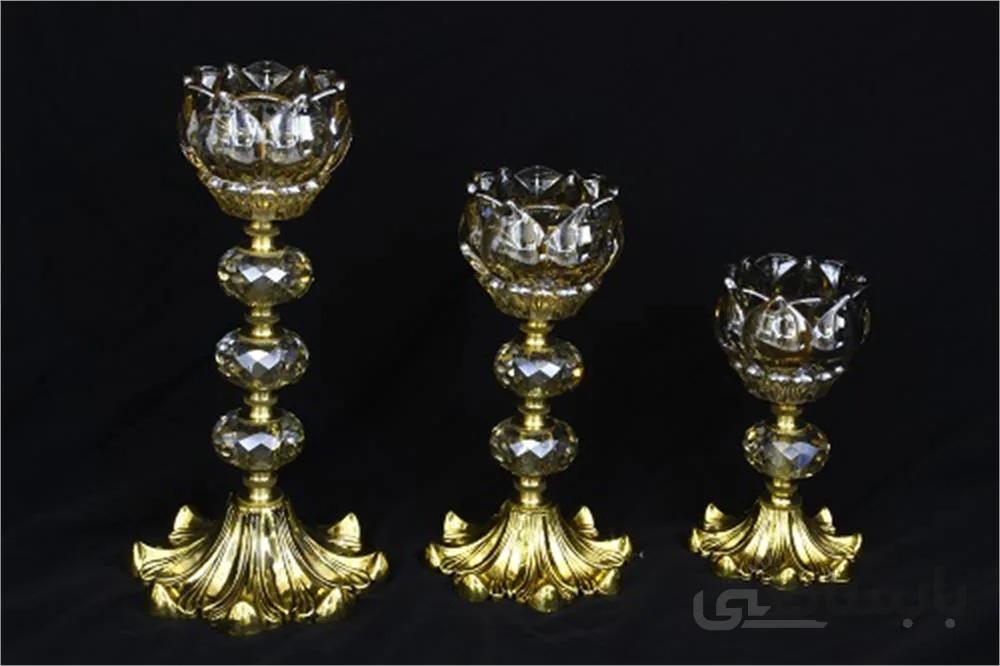 شمعدان 3 تایی شامپاینی لاله ا triplex tulip candlestick