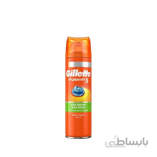 ژل اصلاح مناسب پوست های حساس ژیلت فیوژن 5 Gillette Fusion حجم 200 میل