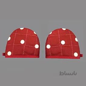 دستگیره قابلمه کتان طرح خالدار قرمز