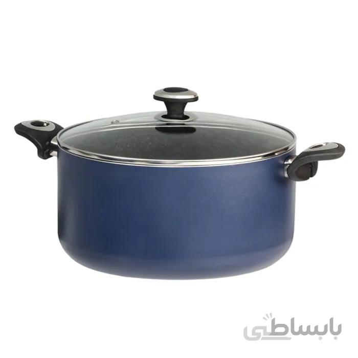 قابلمه سایز 26 گرانیتا سرمه ای با درب شیشه ای زرساب کد GT-426S