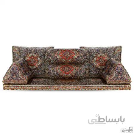 پشتی سنتی شاه نشین ترمه طرح سالار – ست 7 تکه بنفش ابریشم