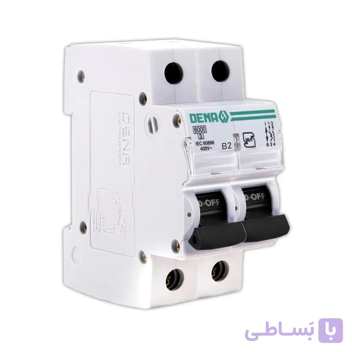 فیوز مینیاتوری دو پل 2 آمپر دنا الکتریک مدل B2-6K-2P