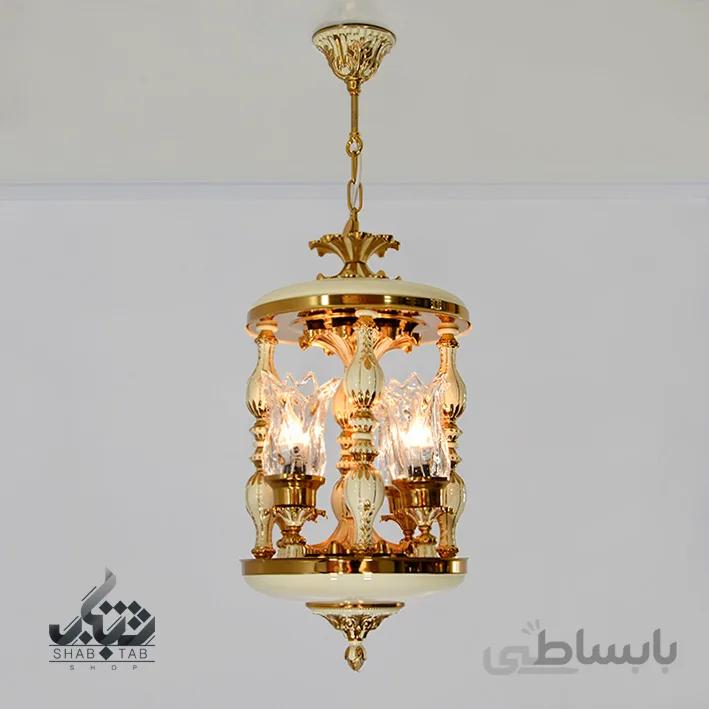 لوستر آویز چهار شعله یاسمن کد 710 نورسازان تک شاخه گرد