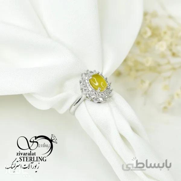 انگشتر نقره زنانه با سنگ عقیق زرد (شرف الشمس) کد 6382 کد 710194