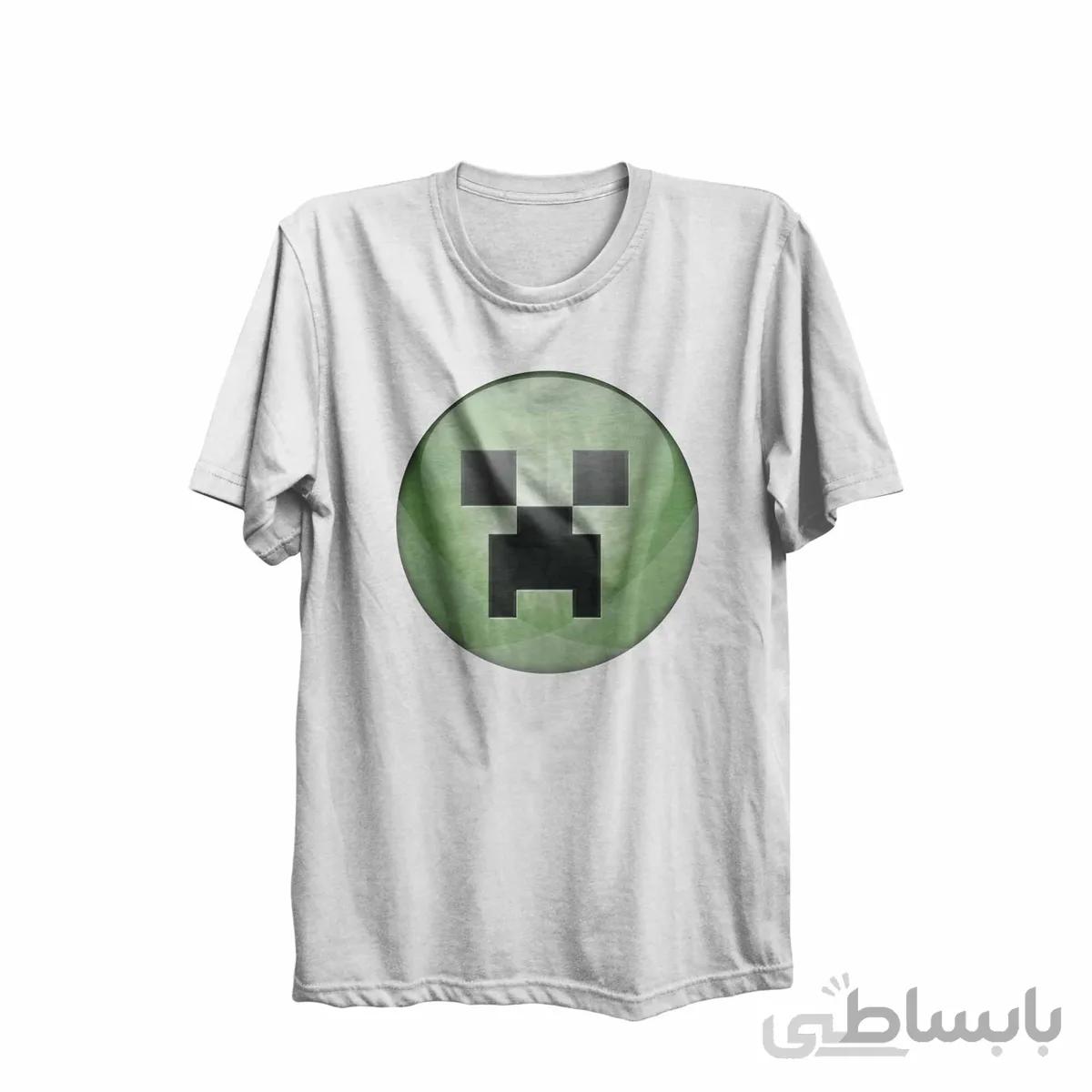 تیشرت یقه گرد سفید طرح بازی ماینکرافت Minecraft کد KCT10464 کد 285352
