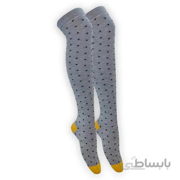 جوراب بلند اسپرت خال خالی طوسی کد PH194