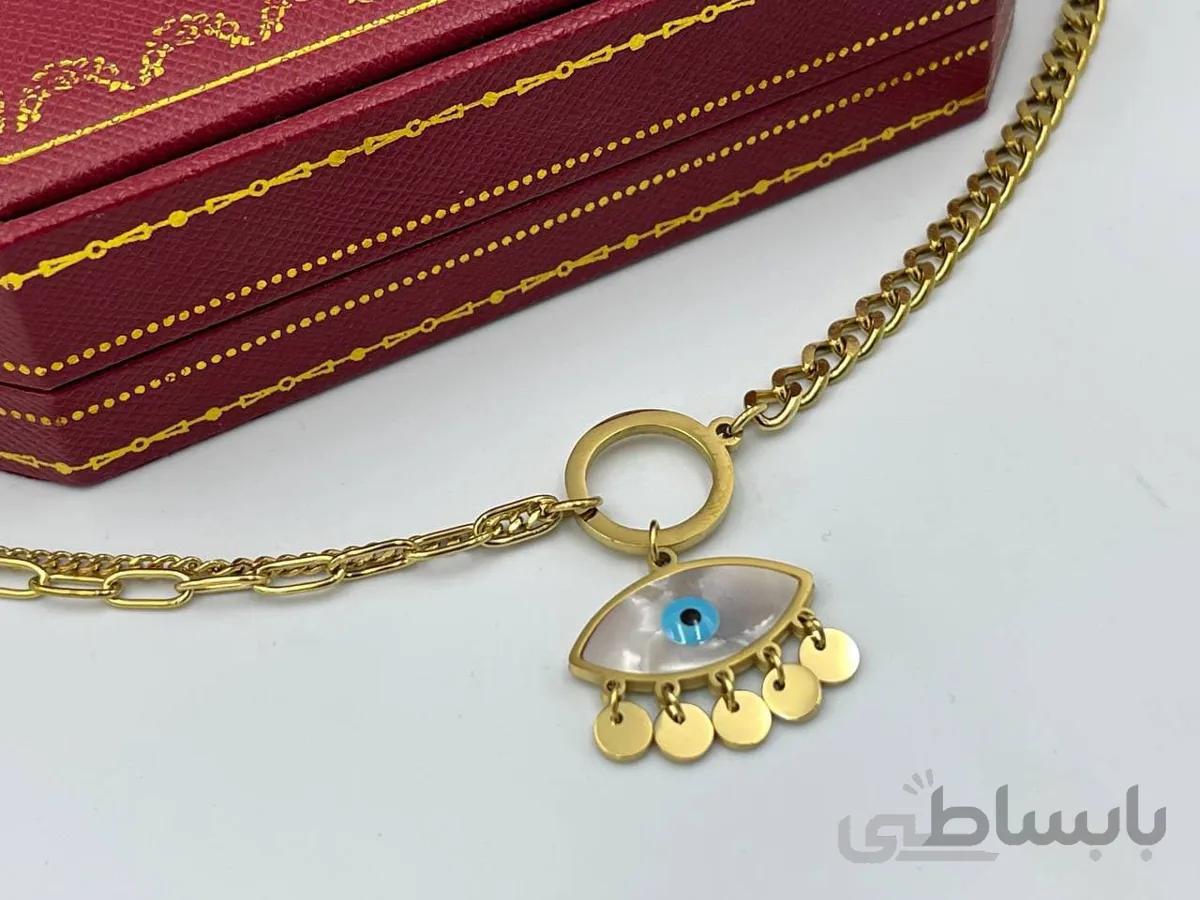 دستبند چشم با آویز سکه ای طلایی
