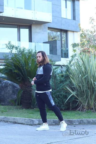 ست دورس سه نخ جلو زیپدار ا Men's set of hoodies and pants made of Dors, two fluffy yarns, full length, code 156