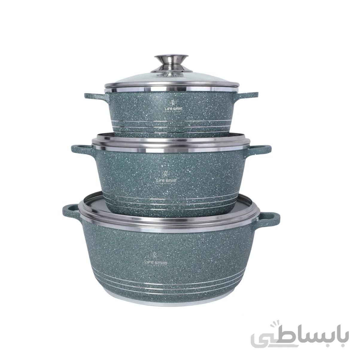 سرویس قابلمه گرانیتی لایف اسمایل مدل LIFEP7 3 شامل 6 پارچه ا LIFESMILE LIFEP7-3 Cookware Set