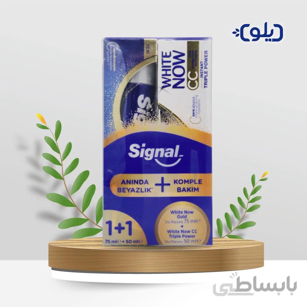 خمیر دندان سیگنال وایت ناو مدل white now Gold +مکمل سفیدکننده CC