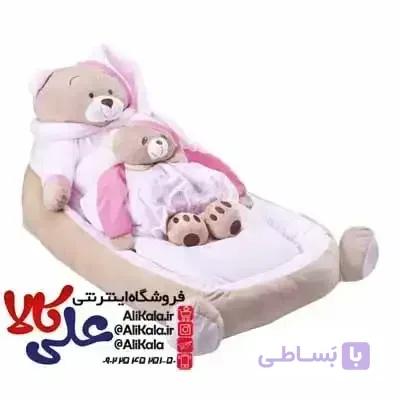 سرویس خواب و تشک لبه دار 3 تیکه نوزاد طرح خرس