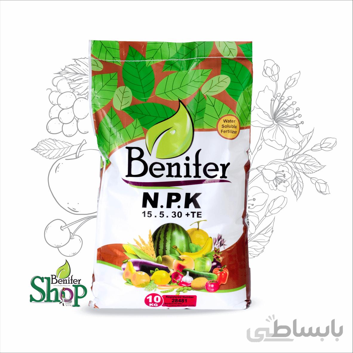 کود پودری NPK 15 05 30 بنیفر وزن 10 کیلوگرم