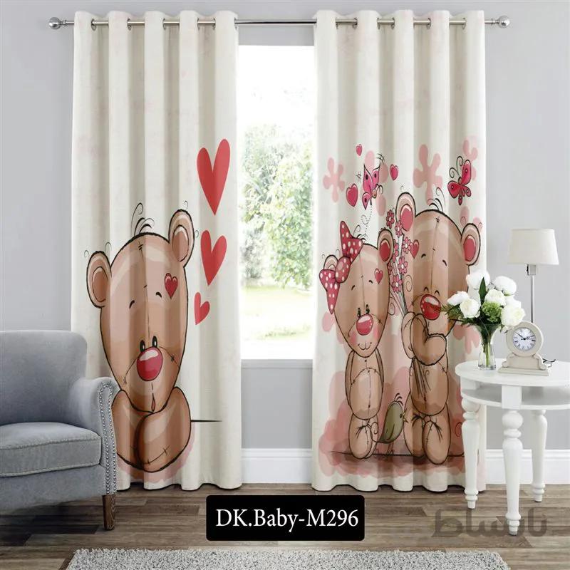 پرده پانچی (هازان و مخمل)کد DK.Baby.M296 طرح نوزادی بچه خرس ها