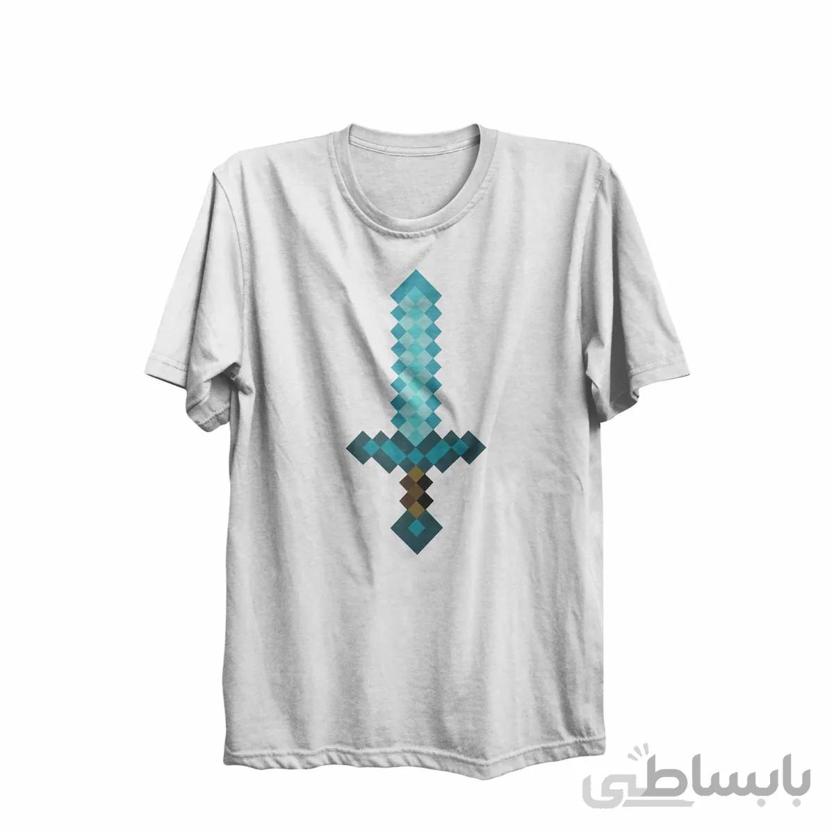 تیشرت یقه گرد سفید طرح بازی ماینکرافت Minecraft کد KCT10464 کد 285349