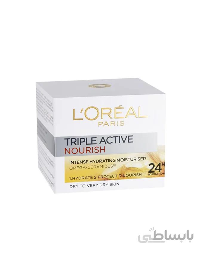 ژل کرم مغذی پوست لورآل - Loreal تریپل اکتیو Triple Active Nourish با حجم 50 میلی لیتر