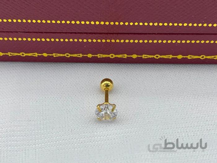 پیرسینگ گوش نگین گرد سفید