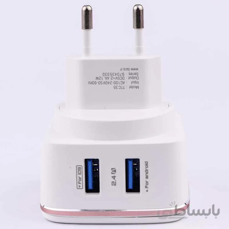 شارژر دیواری 2 پورت تسکو مدل TTC 35 ا TSCO 2 Ports USB Wall Charger - TTC 35