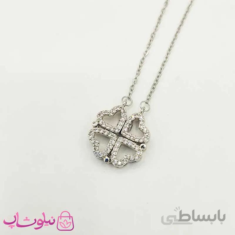 گردنبند دخترانه دو منظوره طرح گل و قلب