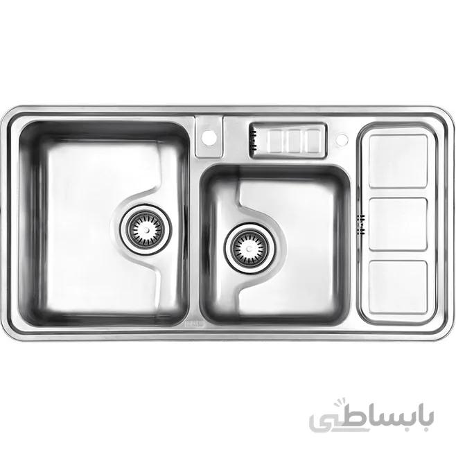 سینک ظرفشویی توکار استیل البرز ا Steel Alborz Double Bowl Sink 813 کد 313488