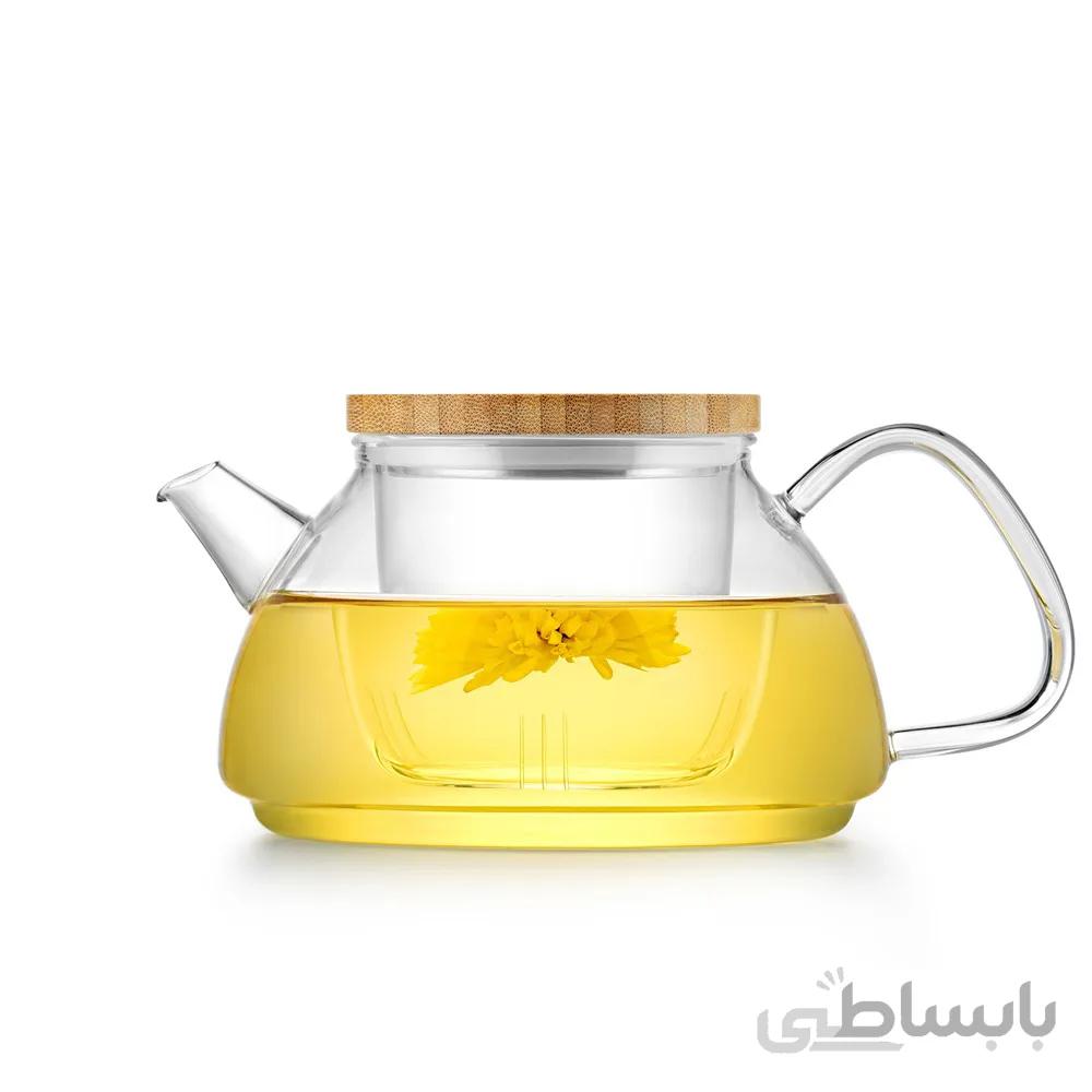 قوری شیشه ای صافی دار-کلاسیک-600 میلی لیتر