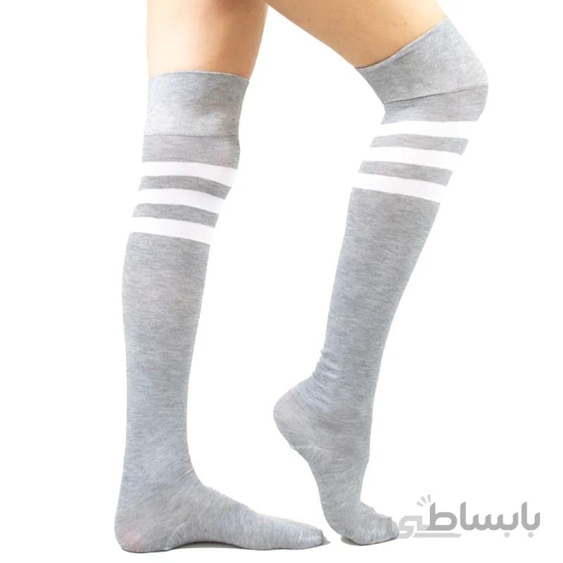 جوراب بالازانو سه خط طوسی ماپاما
