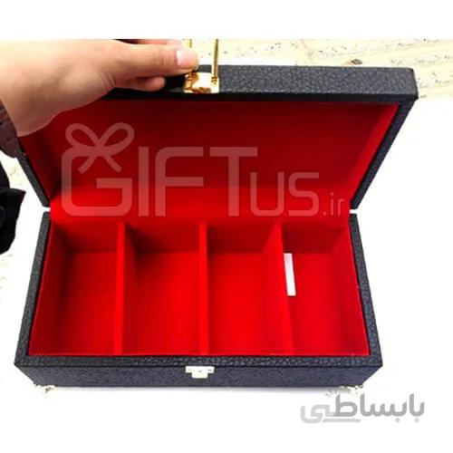 جعبه پذیرایی چرمی رویال چهارخانه