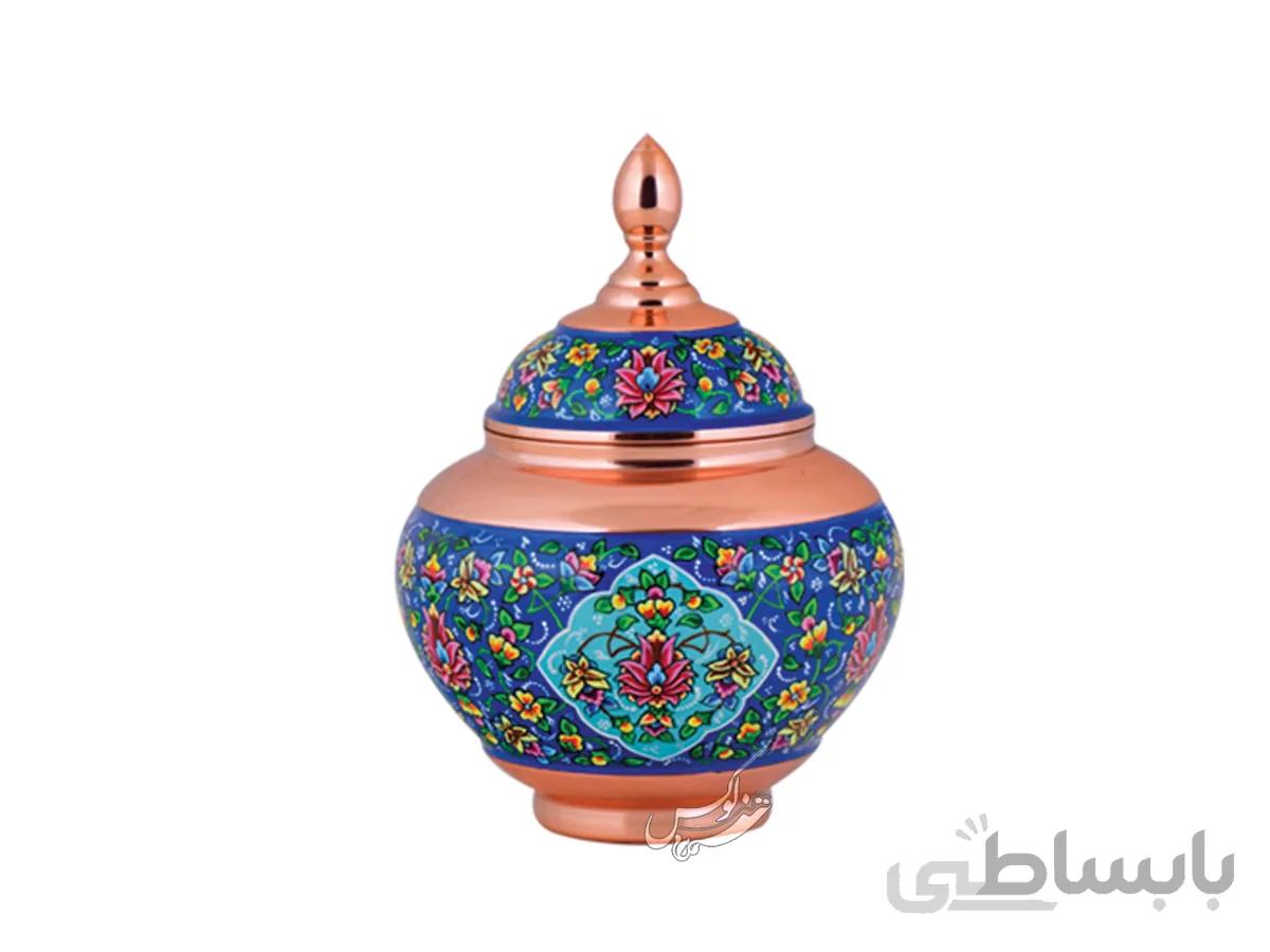 قندان مس و پرداز مدل سیبی 22 سانتی