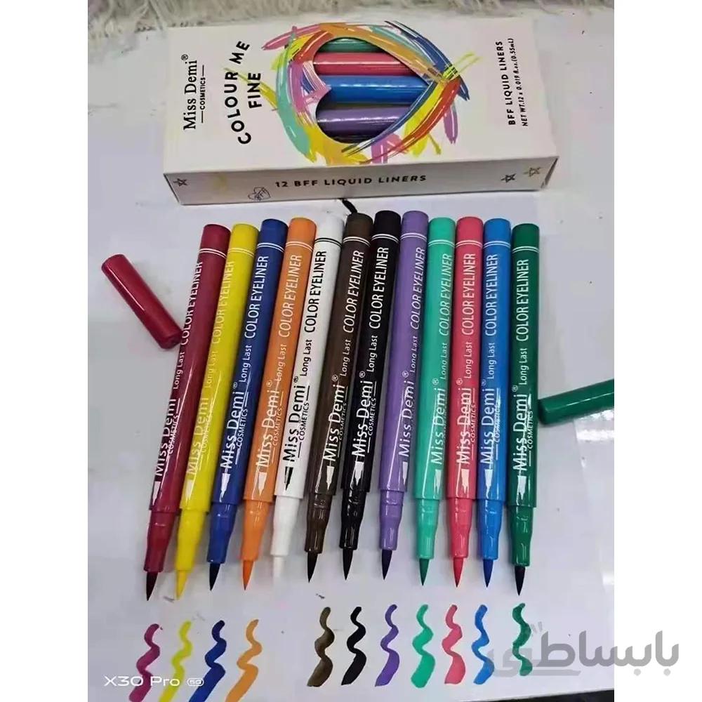 خط چشم ماژیکی رنگی میس دمی بسته ۱۲ عددیMiss Demi