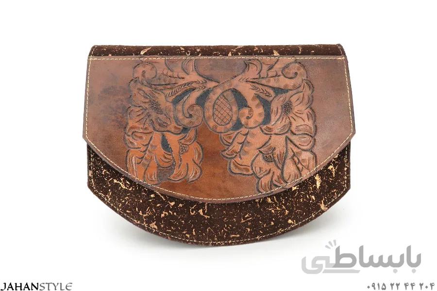 کیف دوشی چرم طبیعی اشبالت قلم‌زنی