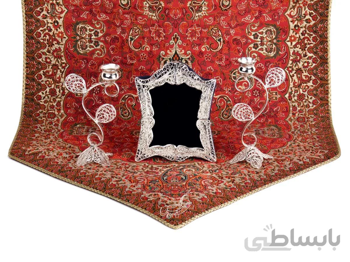 ست آینه و شمعدان ملیله کاری