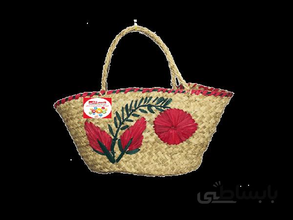 ساک حصیری بزرگ گلدار (ساک خرید)
