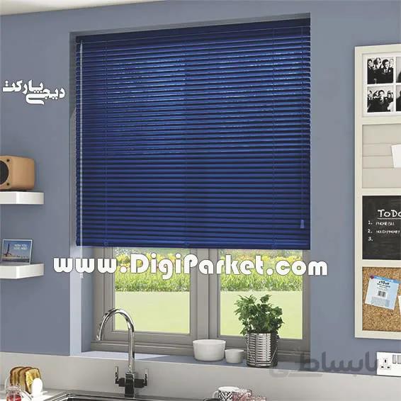 پرده کرکره فلزی آبی کاربنی مات ۱۶ میلیمتری PA06