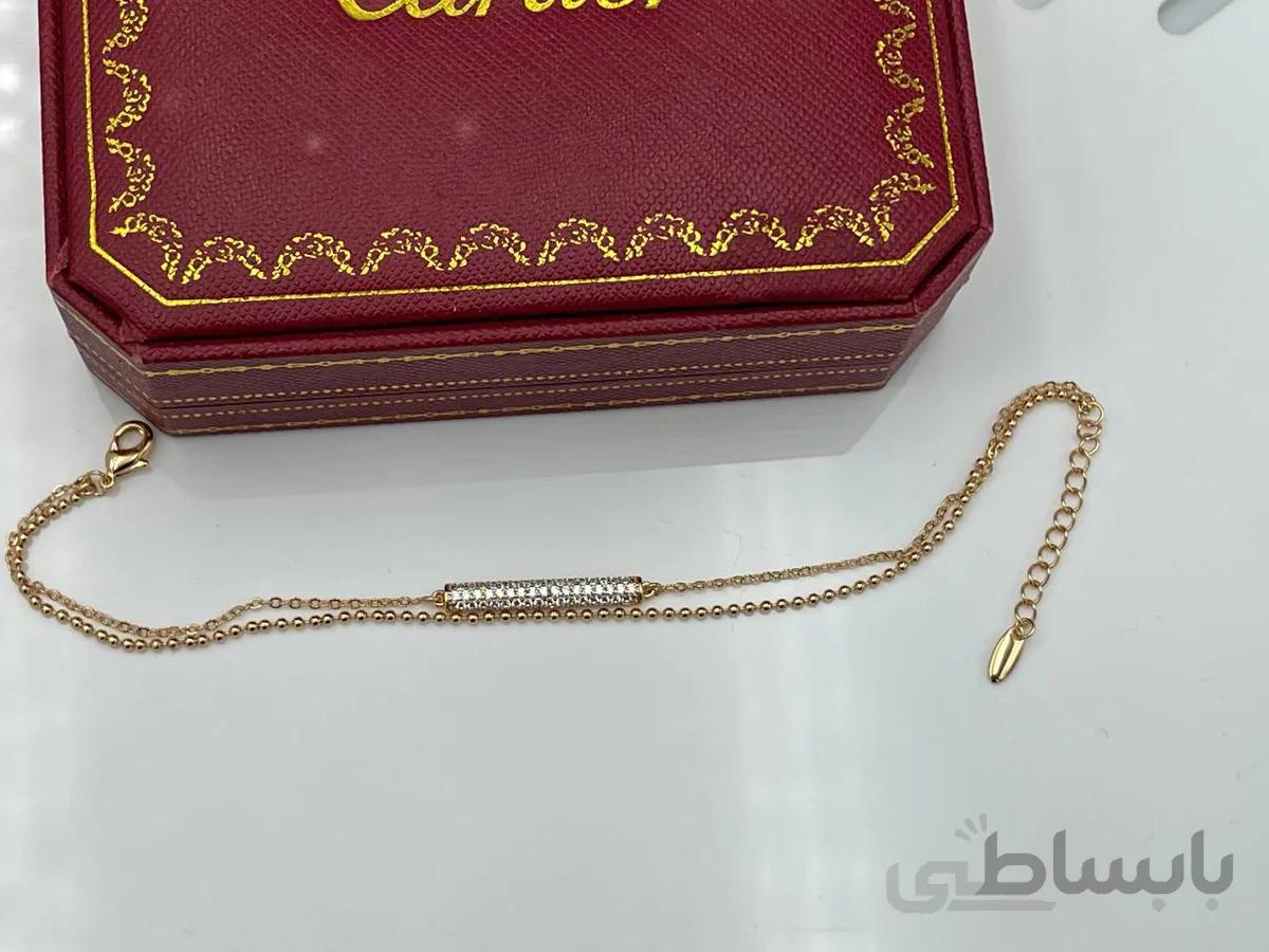 دستبند ژوپینگ با پلاک نگین کاری ظریف
