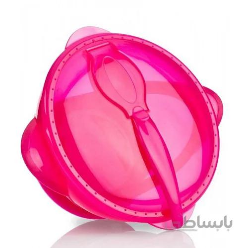 کاسه درب دار چسبان 6+ ماه نابی NUBY ظرفیت 360 میلی لیتر ابی