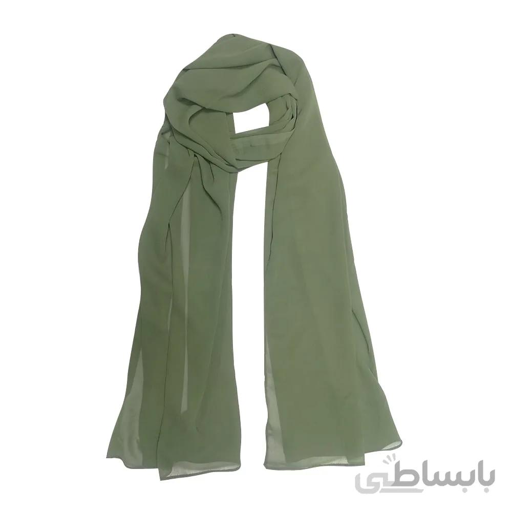 شال زنانه حریر زیتونی سیر