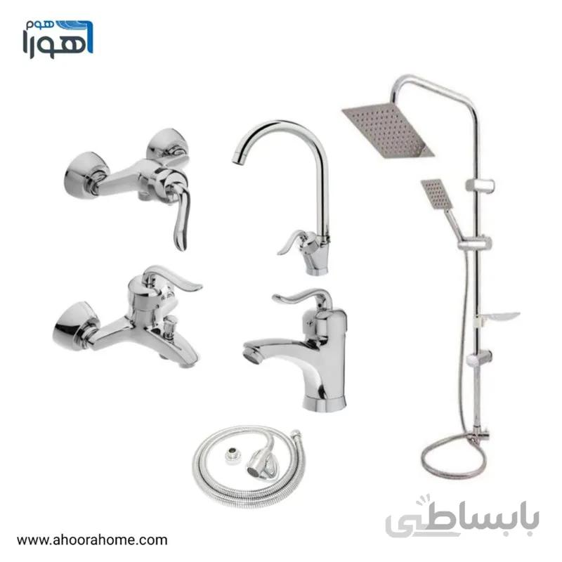 پک شیرآلات مدل آوا کروم + علمدوش یونیورست +شلنگ توالت