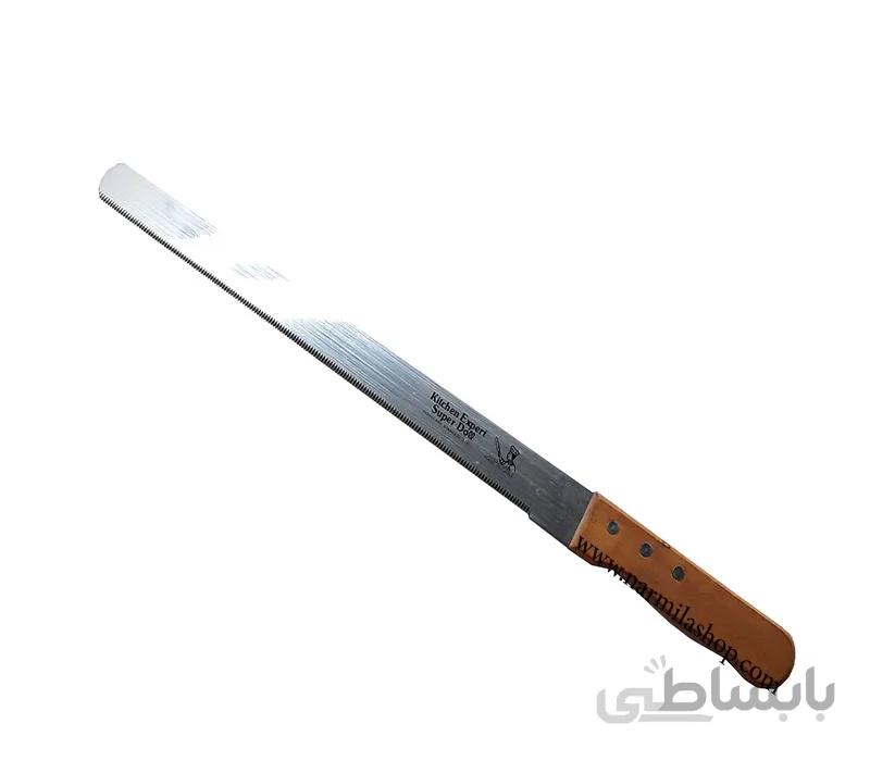 چاقو اره ای دندانه ریز دسته چوبی بلند