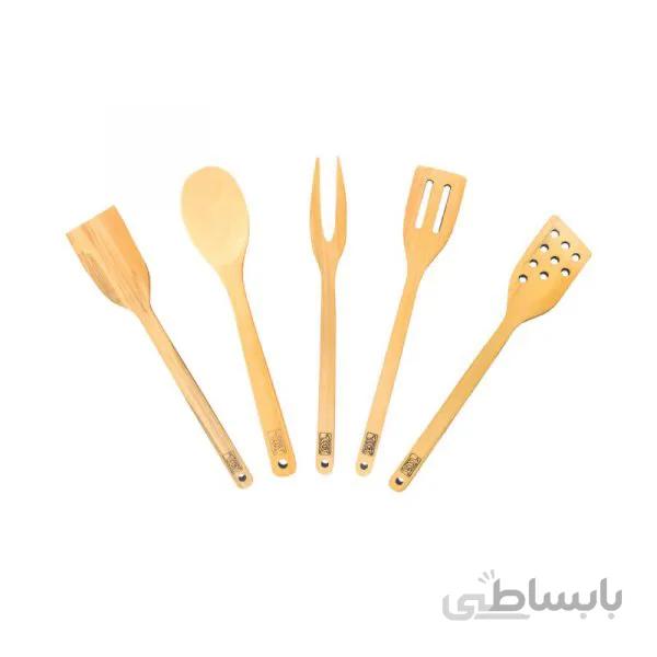 سرویس کفگیر چوبی با چنگال استیک