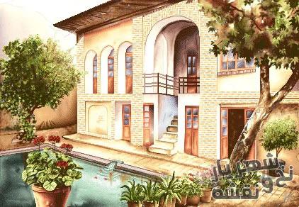 نخ و نقشه اماده بافت تابلو فرش خانه سنتی کد N-7051