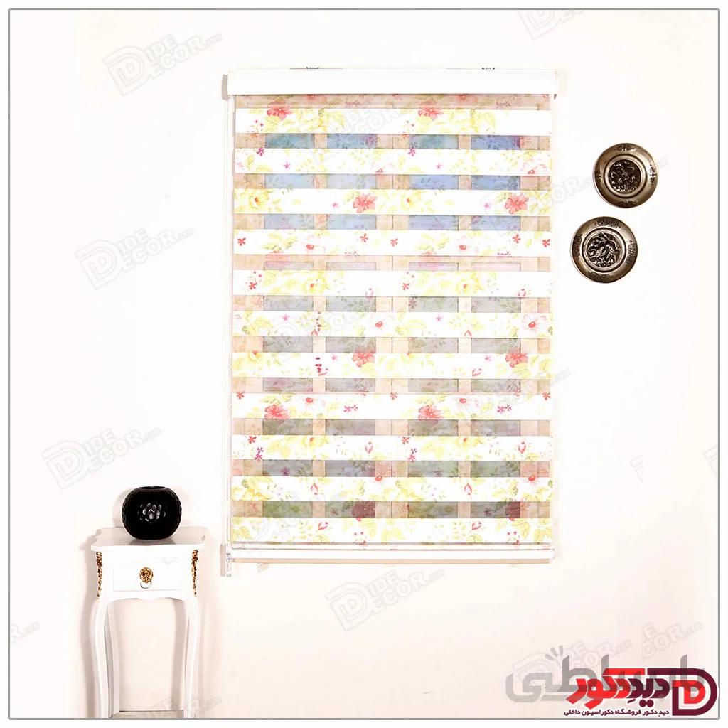 پرده زبرا گل دار چاپی دو رو کد H-126