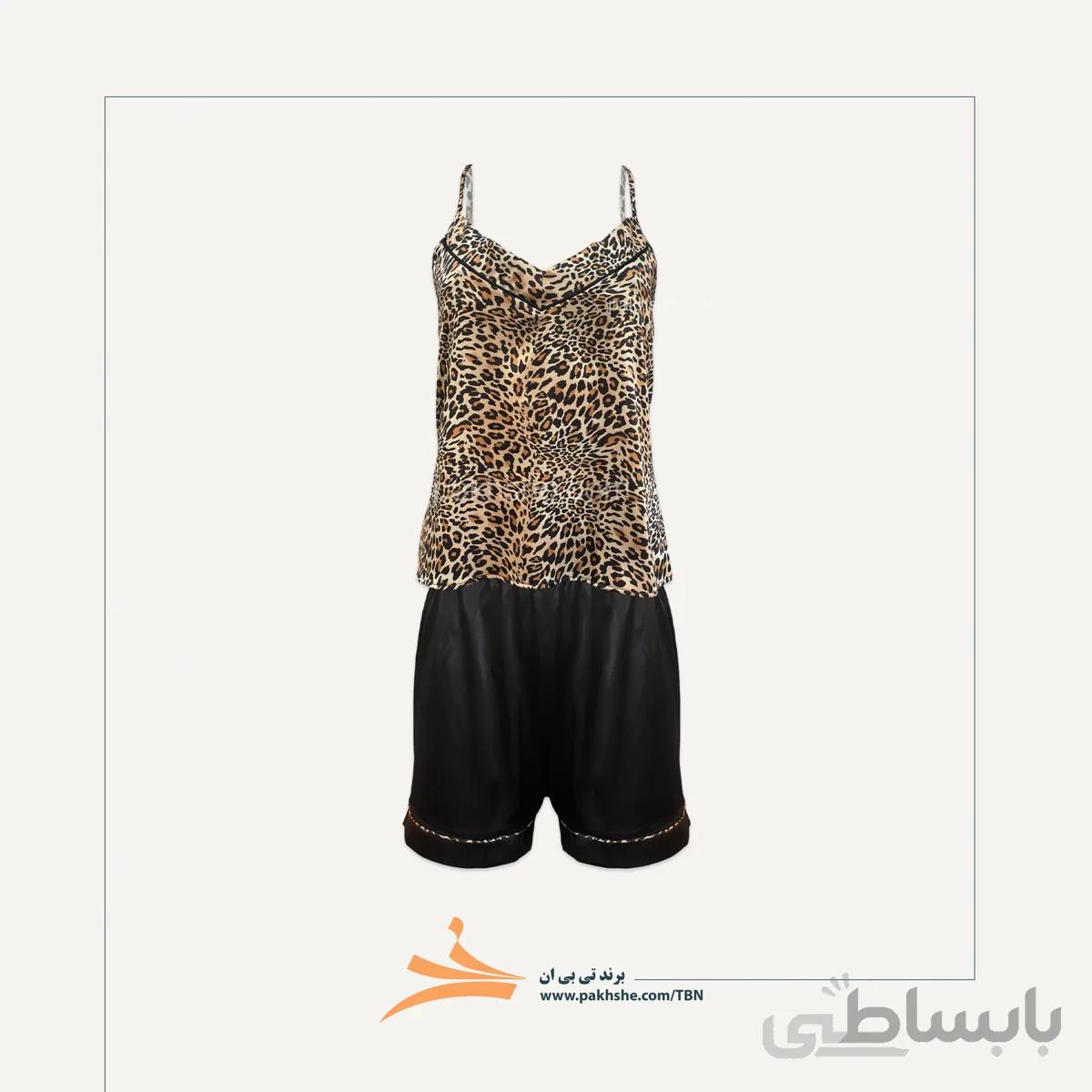 ست تاپ و شورتک ساتن ابریشم پلنگی برند تی بی ان کد 16058