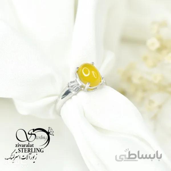 انگشتر نقره زنانه با سنگ عقیق زرد (شرف الشمس) کد 6387 کد 710199